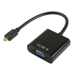 Cabo Adaptador de Vídeo Micro HDMI Macho para VGA Fêmea Full HD 1080P 22cm com Cabo de Áudio, Micro HDMI