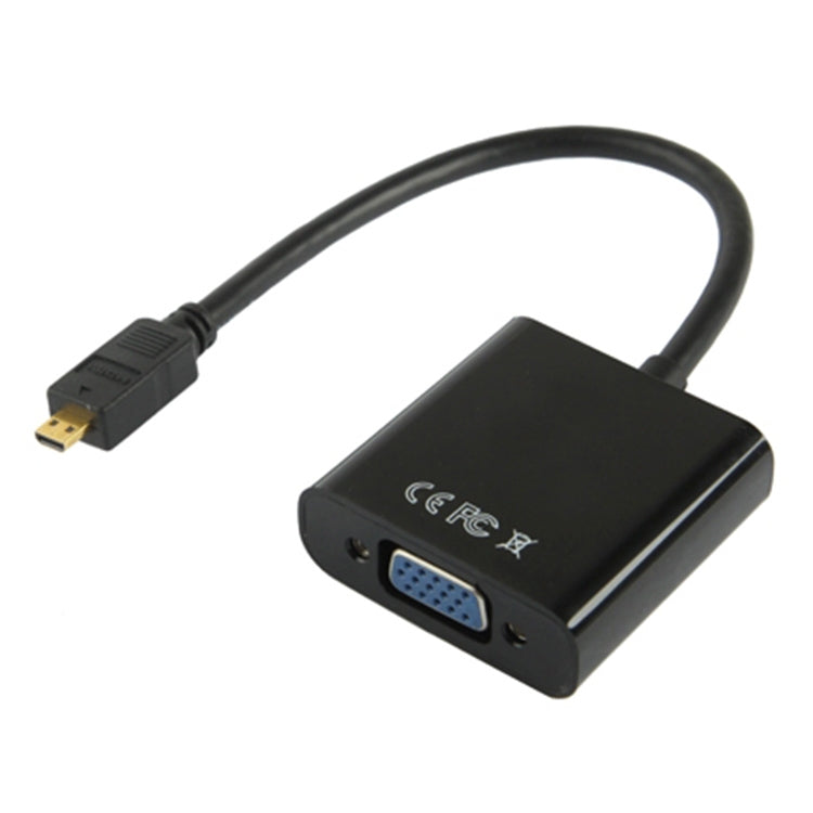 Cabo Adaptador de Vídeo Micro HDMI Macho para VGA Fêmea Full HD 1080P 22cm com Cabo de Áudio, Micro HDMI