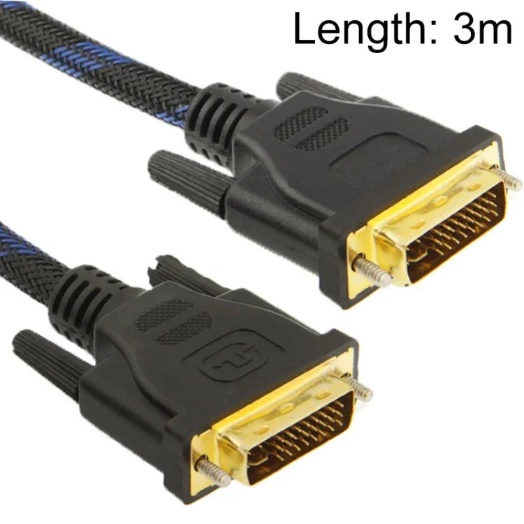 Cabo de Vídeo Nylon Rede Estilo DVI-I Dual Link 24+5 Pinos Macho para Macho M / M, Comprimento: 3m, DVI 24+5 3m