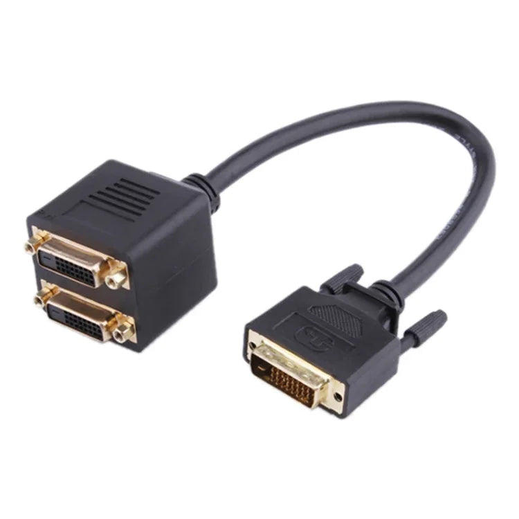 Adaptador Cabo DVI Macho 24+1 para 2 DVI Fêmea, Comprimento: 30cm, 2 DVI 24+1 Pinos Fêmea