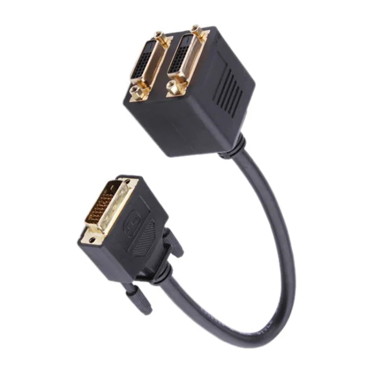 Adaptador Cabo DVI Macho 24+1 para 2 DVI Fêmea, Comprimento: 30cm, 2 DVI 24+1 Pinos Fêmea