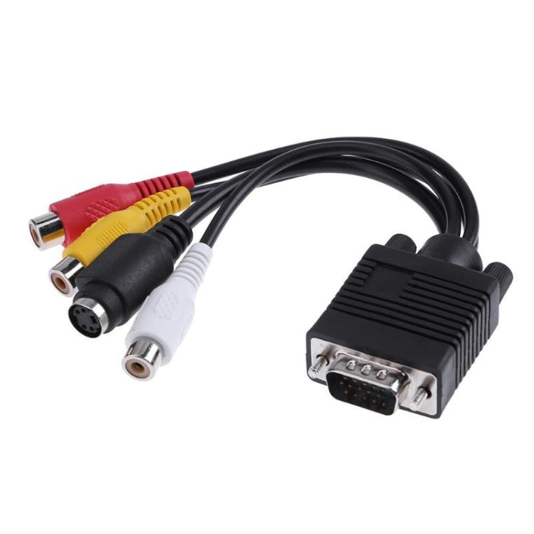 Cabo adaptador conversor VGA para S-Video AV RCA TV com 2 cabos de áudio, VGA para S-Video