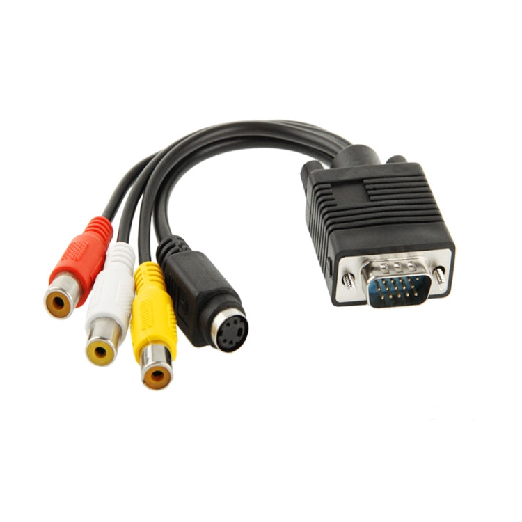 Cabo adaptador conversor VGA para S-Video AV RCA TV com 2 cabos de áudio, VGA para S-Video