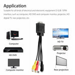Cabo adaptador conversor VGA para S-Video AV RCA TV com 2 cabos de áudio, VGA para S-Video