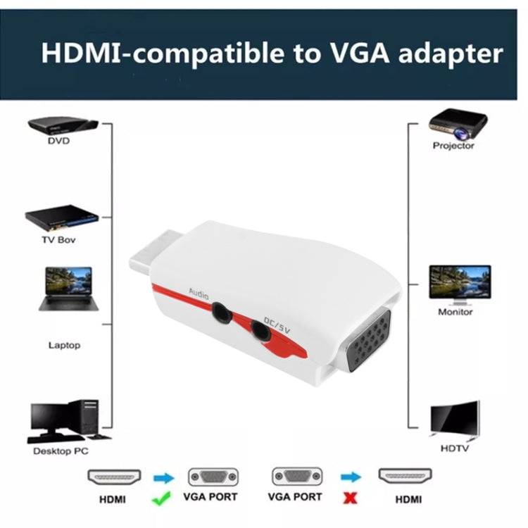 Adaptador HDMI para VGA Full HD 1080P para energia e áudio, S-PC-0470, S-PC-0470B