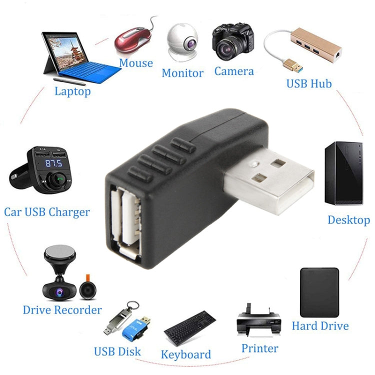 Adaptador USB 2.0 AM para AF com Ângulo de 90 Graus, Suporta Função OTG, Ângulo de 90 Graus para a Direita, Ângulo de 90 Graus para a Esquerda