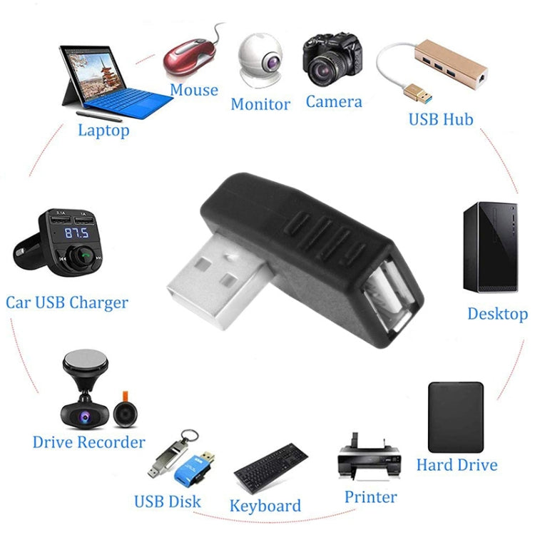 Adaptador USB 2.0 AM para AF com Ângulo de 90 Graus, Suporta Função OTG, Ângulo de 90 Graus para a Direita, Ângulo de 90 Graus para a Esquerda