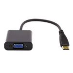 Cabo Adaptador de Vídeo Mini HDMI Macho para VGA Fêmea Full HD 1080P de 22cm com Cabo de Áudio, Mini HDMI