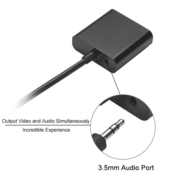 Cabo Adaptador de Vídeo Mini HDMI Macho para VGA Fêmea Full HD 1080P de 22cm com Cabo de Áudio, Mini HDMI