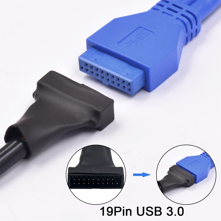 Cabo Adaptador USB 2.0 9 Pinos Placa-mãe Fêmea para USB 3.0 19 Pinos Caixa Macho, Comprimento: 15cm, 9 Pinos Fêmea para 19 Pinos Macho