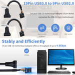 Cabo Adaptador USB 2.0 9 Pinos Placa-mãe Fêmea para USB 3.0 19 Pinos Caixa Macho, Comprimento: 15cm, 9 Pinos Fêmea para 19 Pinos Macho