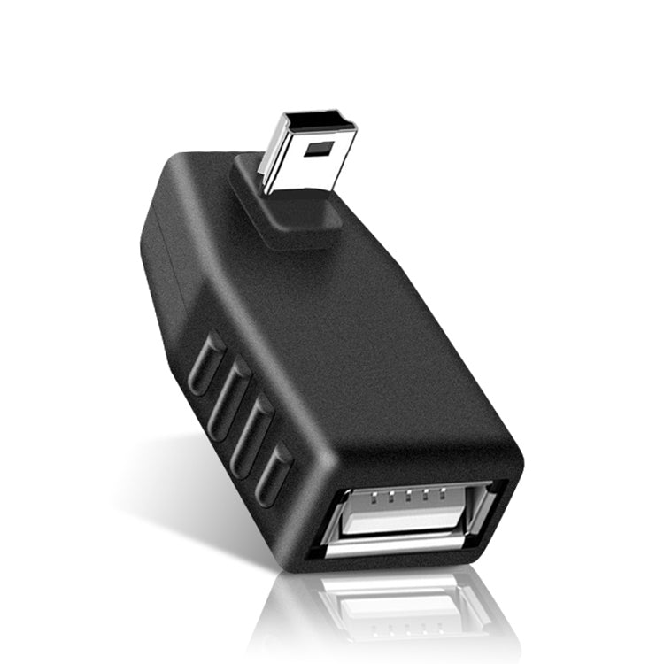 Adaptador Mini USB Macho para USB 2.0 AF com Ângulo de 90 Graus, Ângulo para Cima de 90 Graus, Ângulo para Baixo de 90 Graus