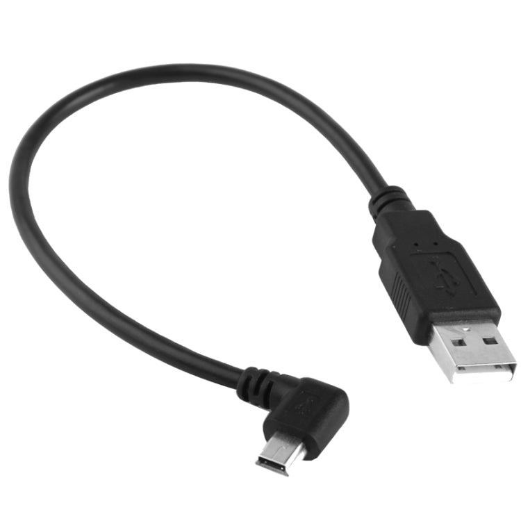 Cabo Adaptador Mini USB Macho para USB 2.0 AM com Ângulo de 90 Graus, Comprimento: 25cm, Mini USB com Ângulo Direito