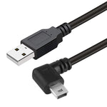 Cabo Adaptador Mini USB Macho para USB 2.0 AM com Ângulo de 90 Graus, Comprimento: 25cm, Mini USB com Ângulo Direito