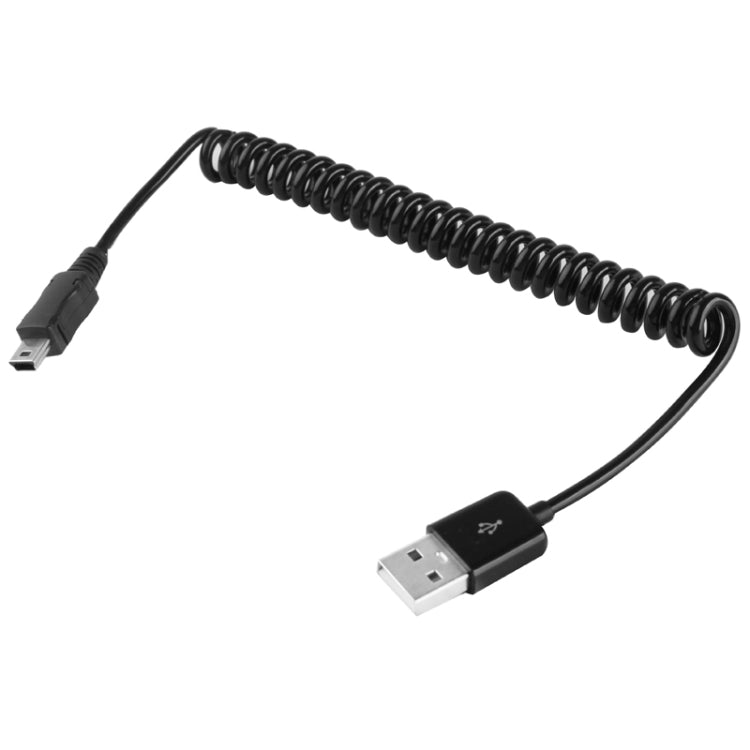 Cabo enrolado / cabo de mola Mini USB de 5 pinos para USB 2.0 AM, Comprimento: 25cm (pode ser estendido até 80cm), Mini USB para USB AM, Comprimento: 80cm