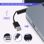Cabo enrolado / cabo de mola Mini USB de 5 pinos para USB 2.0 AM, Comprimento: 25cm (pode ser estendido até 80cm), Mini USB para USB AM, Comprimento: 80cm