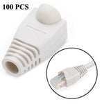 Capas protetoras para cabo de rede RJ45, preto (100 unidades por embalagem, preço para 100 unidades), 100 unidades preto, 100 unidades vermelho, 100 unidades azul, 100 unidades branco, 100 unidades verde, 100 unidades cinzento, 100 unidades amarelo