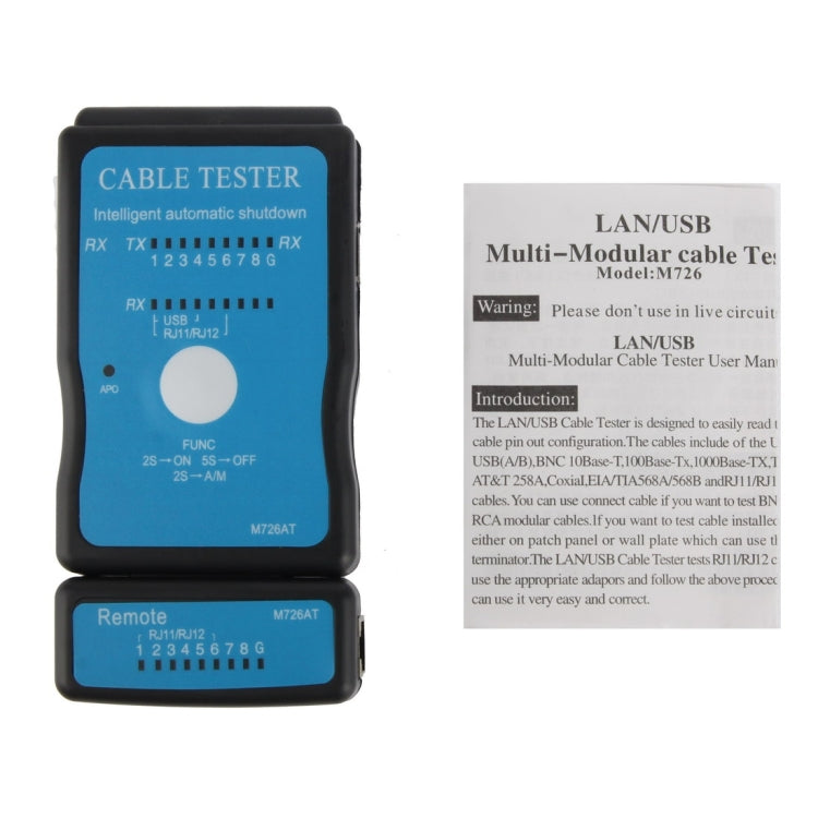 Cabo USB, testador multifunções de cabo de rede RJ45 e RJ11, RJ45/RJ11 azul