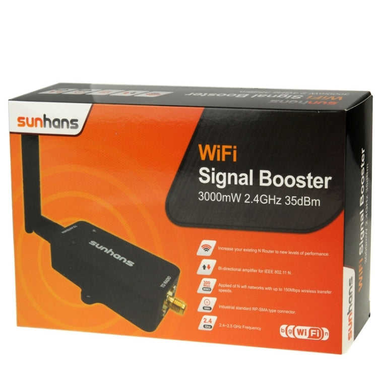 Amplificador de Sinal WiFi Sunhans SH24BTA-N 35dBm 2.4GHz 3W 11N/G/B Repetidor Sem Fios, SH24BTA-N