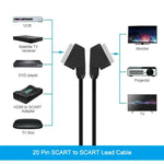 Cabo de Ligação SCART 20 Pinos para SCART para DVD/HDTV/AV/TV, Comprimento do Cabo: 1,5m, 1,5m
