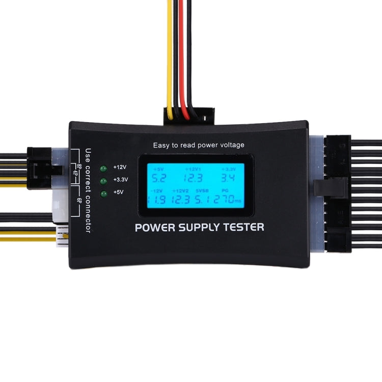 Testador de Fonte de Alimentação PC com Display LCD Digital, 20/24 Pinos, Medidor de Potência, Ferramenta de Diagnóstico, Conector ATX com LCD