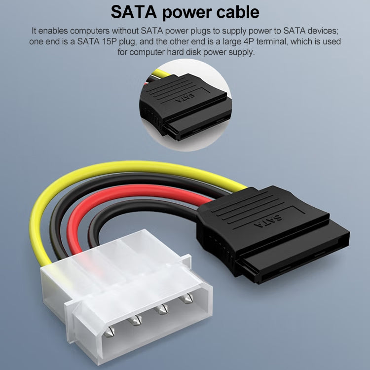 Adaptador de Cabo de Alimentação 4 Pinos IDE para Serial ATA SATA (15cm), Material: Al+Mg, 4 Pinos IDE para SATA