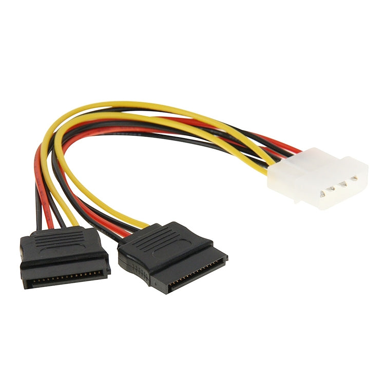 Cabo Adaptador de Alimentação Serial SATA 2 x 15 Pinos para 4 Pinos, Comprimento: 18cm, Material: Alumínio + Magnésio, Material: Cobre