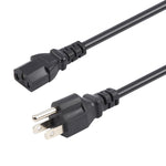 Cabos de Alimentação AC Universais US 3 Pinos para Computador de Secretária, Impressora, Monitor, Comprimento: 1,8m, 1,8m