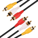 Cabo Áudio Vídeo Estéreo RCA Qualidade Normal, Comprimento: 3m, 3 RCA para 3 RCA, Comprimento: 3m