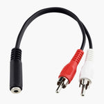 Cabo Jack Estéreo Fêmea 3,5mm para 2 Fichas RCA Macho, Comprimento: 38cm, 3,5mm para 2 RCA Macho