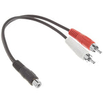 Cabo Jack Estéreo Fêmea 3,5mm para 2 Fichas RCA Macho, Comprimento: 38cm, 3,5mm para 2 RCA Macho