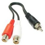 Adaptador Cabo Divisor Y Vídeo 2 RCA Fêmea para 1 RCA Macho, Comprimento: 26,5cm, 1 RCA Macho para 2 RCA Fêmea