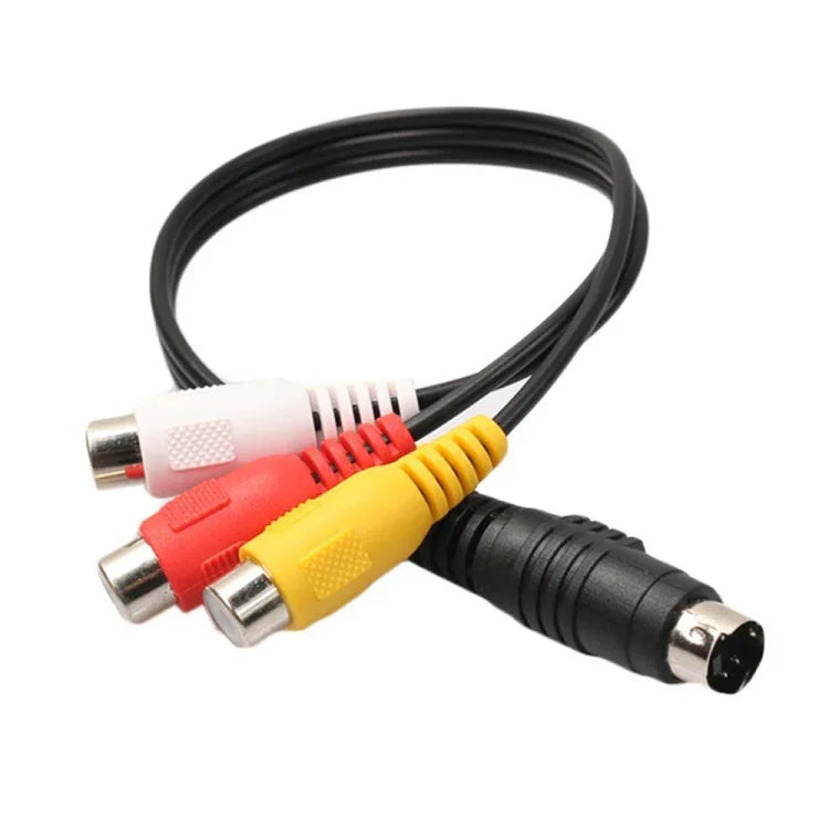 Adaptador de Cabo Conversor TV S-Video 4 pinos para RCA AV fêmea, Comprimento: 20cm, S-Video para AV 3RCA Fêmea