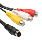 Adaptador de Cabo Conversor TV S-Video 4 pinos para RCA AV fêmea, Comprimento: 20cm, S-Video para AV 3RCA Fêmea