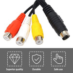 Adaptador de Cabo Conversor TV S-Video 4 pinos para RCA AV fêmea, Comprimento: 20cm, S-Video para AV 3RCA Fêmea