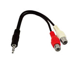 Cabo Áudio Y 2 RCA Fêmea para Jack Macho 3,5mm, Comprimento: 20cm, 3,5mm para 2 RCA Fêmea