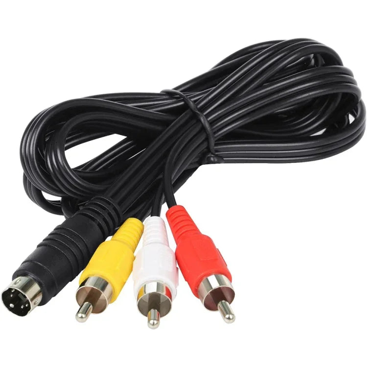 Cabo Adaptador Conversor TV Macho 4 Pinos S-Video para AV 3 RCA, Comprimento: 1,5M, S-Video para AV 3RCA Macho
