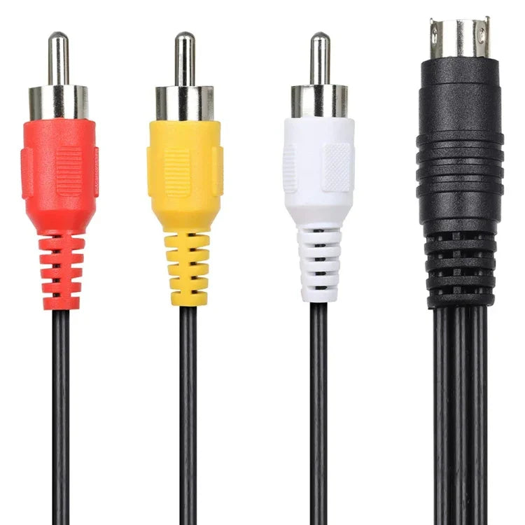 Cabo Adaptador Conversor TV Macho 4 Pinos S-Video para AV 3 RCA, Comprimento: 1,5M, S-Video para AV 3RCA Macho