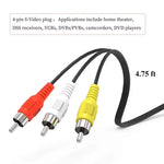 Cabo Adaptador Conversor TV Macho 4 Pinos S-Video para AV 3 RCA, Comprimento: 1,5M, S-Video para AV 3RCA Macho