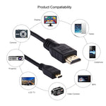 Cabo Micro HDMI para HDMI de 1,5 m, 19 pinos, versão 1.4, suporte 3D, HDMI macho, suporte 3D, comprimento: 1,5 m