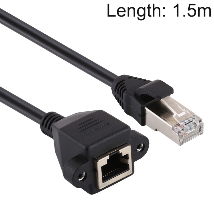 Cabo de Extensão com Trava de Parafuso para Painel RJ45 Fêmea para Macho CAT5E, Comprimento: 1,5m, 1,5m