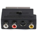 Scart Macho para Fêmea com Tomadas AV Composto + S-Video, Porta Dourada AV + S-Video