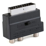 Scart Macho para Fêmea com Tomadas AV Composto + S-Video, Porta Dourada AV + S-Video