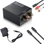Conversor de Áudio RCA Analógico para Digital Óptico Coaxial Toslink (Preto), 2RCA para Spdif+Coaxial