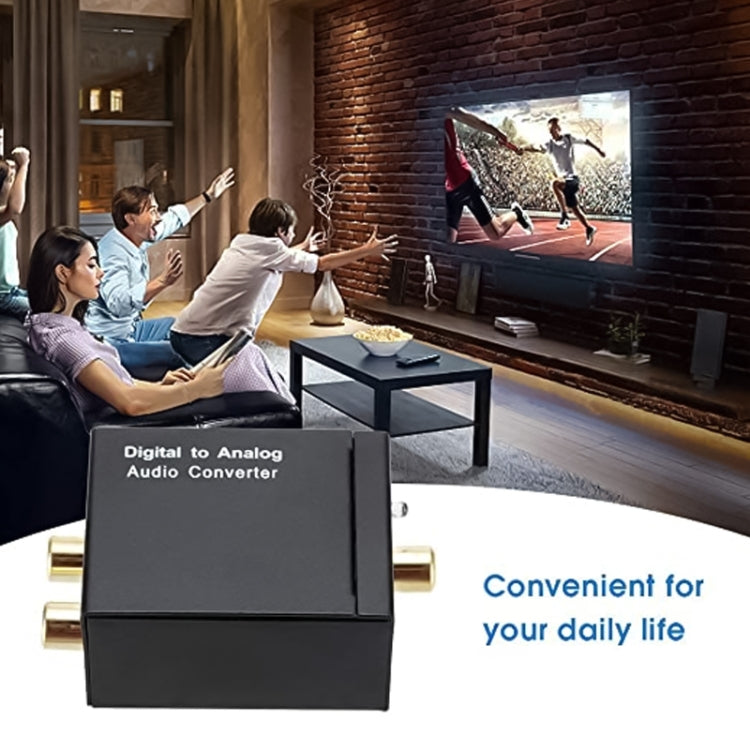 Conversor de Áudio RCA Analógico para Digital Óptico Coaxial Toslink (Preto), 2RCA para Spdif+Coaxial