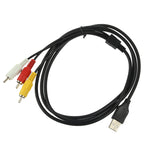 Cabo USB para 3 RCA Macho, Comprimento: 1,5m, USB para 3 RCA, Comprimento: 1,5m