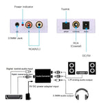 Conversor de Áudio Digital para Analógico / Mini Decodificador de Áudio, Tamanho: 72 x 55 x 20mm, Spdif+Coaxial para 2RCA+3,5mm