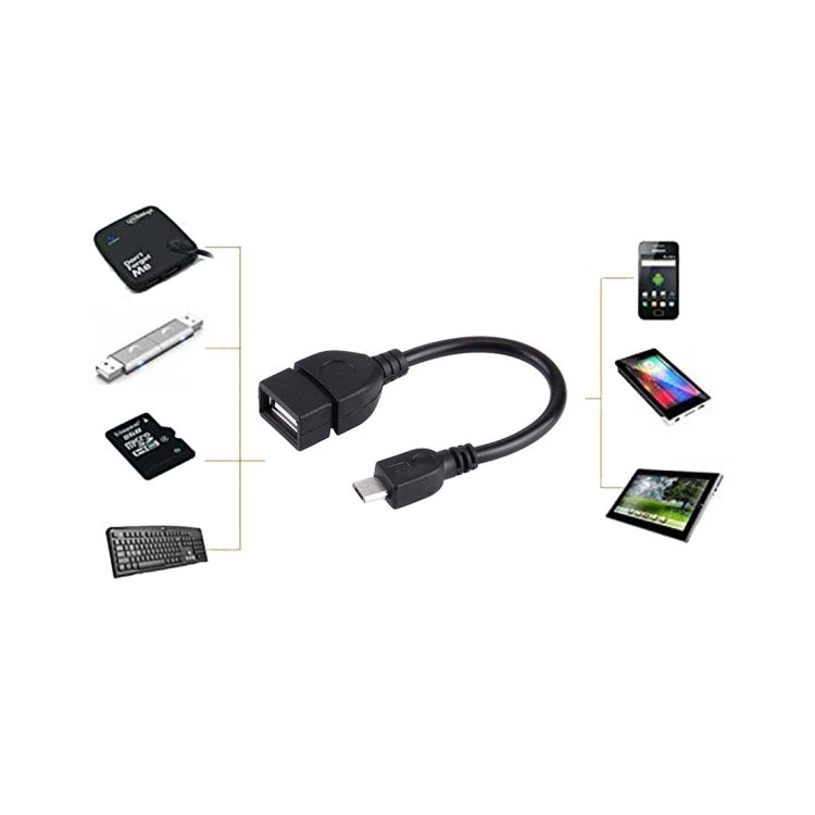 Adaptador USB A Fêmea para Micro USB 5 Pinos Macho de 10cm com OTG