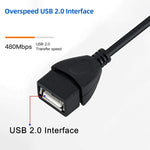 Cabo Adaptador USB Mini Macho a USB 2.0 AF com Função OTG em Ângulo de 90 Graus, Comprimento: 13cm, USB Mini em Ângulo Direito, 13cm