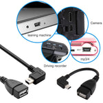 Cabo Adaptador USB Mini Macho a USB 2.0 AF com Função OTG em Ângulo de 90 Graus, Comprimento: 13cm, USB Mini em Ângulo Direito, 13cm